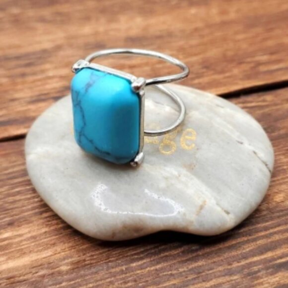 Size‎ 7 turquoise precious stone ring new R525